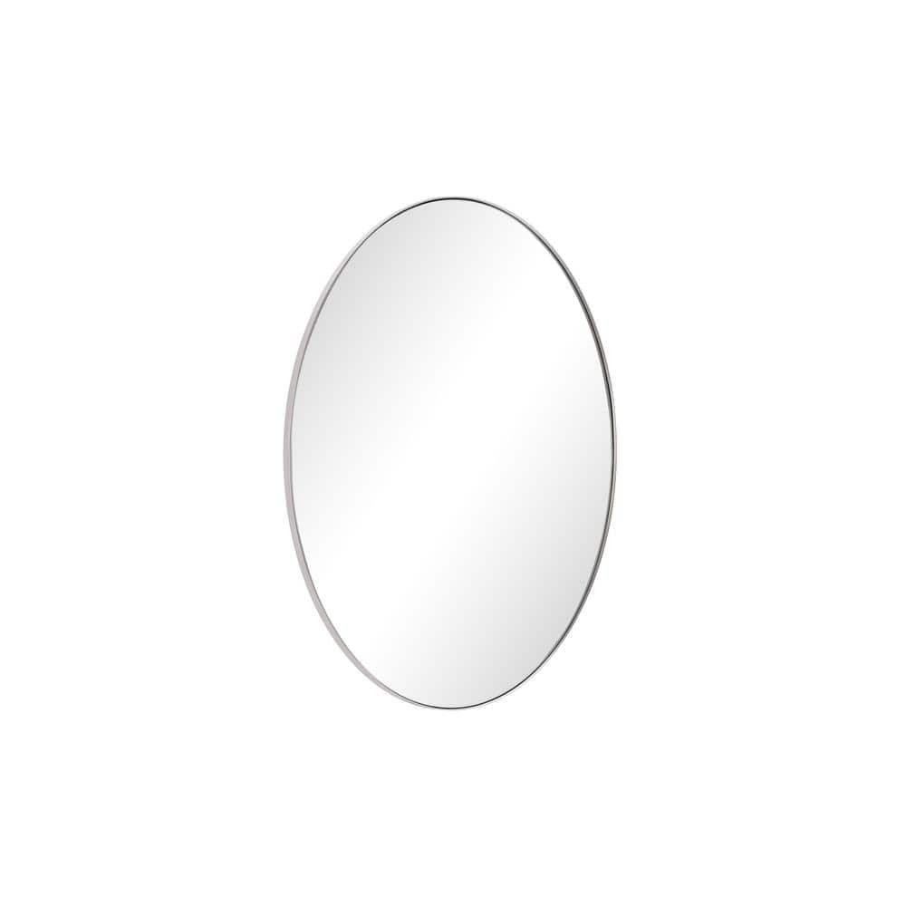 CLAVIE 22 in. W x 30 in. H Large Oval Wall Mirror Stainless Steel
