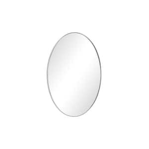 22 in. W x 30 in. H Large Oval Wall Mirror Stainless Steel Framed Wall Mirrors Bathroom Vanity Mirror in Brushed Silver
