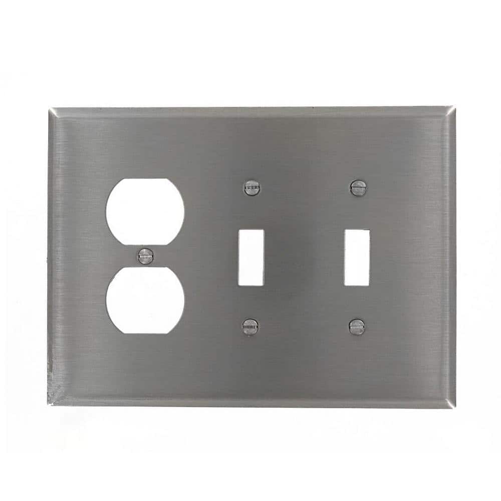 3-Gang Stainless Steel 302 Non-Magnetic 2-Toggle/1-Duplex Outlet/Receptacle Metal Oversized Wall Plate (1-Pack) 84121-40 price history on PriceWatchPro