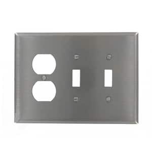 Stainless Steel 3-Gang 2-Toggle/1-Duplex Wall Plate (1-Pack)