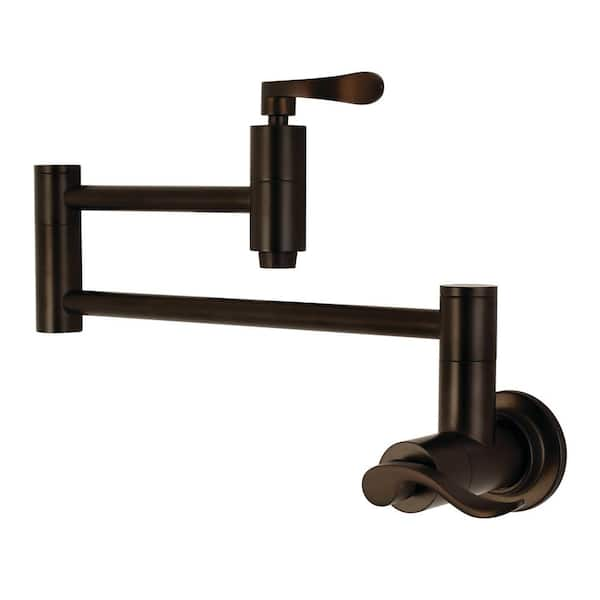 Kingston Brass NuWave Wall Mount Pot Filler Kitchen Faucet in Oil Rubbed Bronze