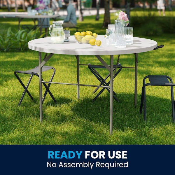 Carnegy Avenue 47.75 in. Granite White Plastic Tabletop Metal
