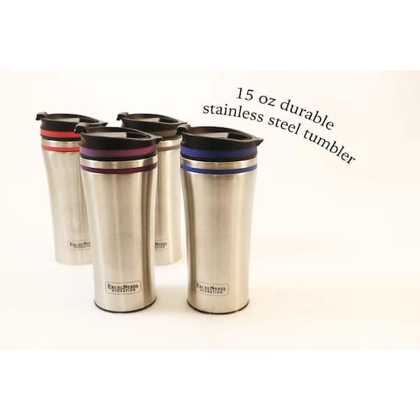 ExcelSteel 14 oz. Grey Double Walled Stainless Steel Coffee