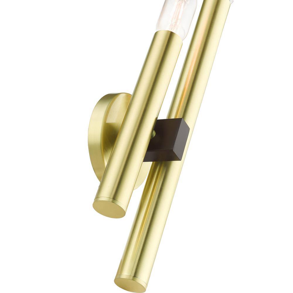 Helsinki Satin Brass and Bronze 2-Light ADA Wall Sconce