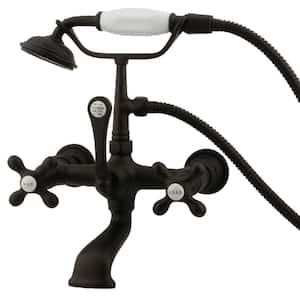 Vintage 7 in. Center 3-Handle Claw Foot Tub Faucet with Handshower in Oil Rubbed Bronze