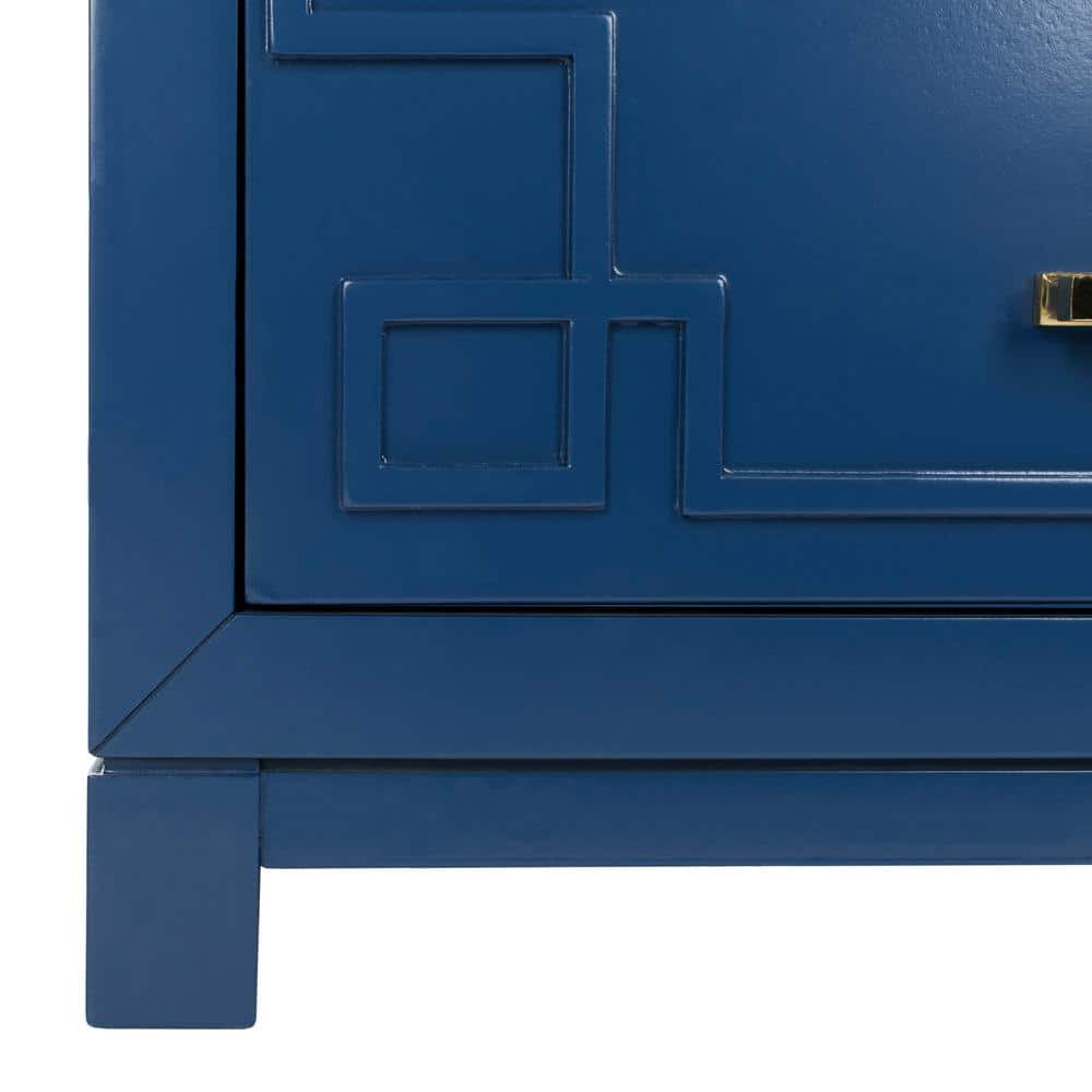 Lapis Blue and Gold Modern 3-Drawer Night Table