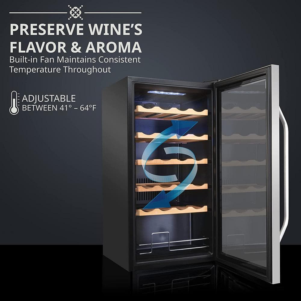 Ivation 24 Bottle Stainless Steel Freestanding Wine Cooler with LED Lighting