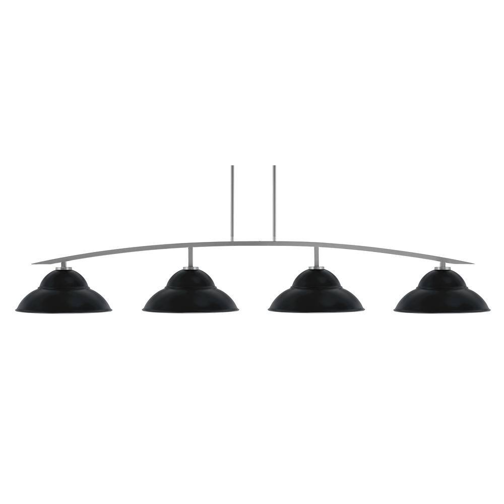 Siena 4-Light Graphite Billiard Light with 16 in. Matte Black Metal Shades 