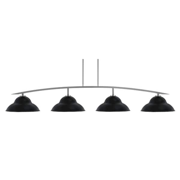 Unbranded Siena 4-Light Graphite Billiard Light with 16 in. Matte Black Metal Shades no bulbs included