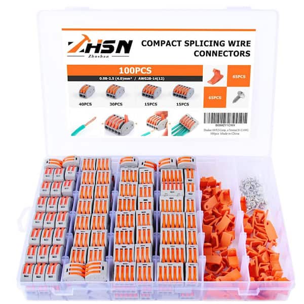 Lukyamzn 230-Pieces Electrical Lever Wire Connectors AWG 28-12 Kit with 2/3/4/5 Conductor Combination and Bases, Screws Included
