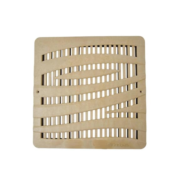 12 in. Square Catch Basin Drain Grate, Decorative Wave Design, Sand Plastic