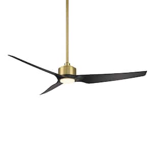 Stella 60 in. Indoor/Outdoor 3-Blade Smart Ceiling Fan Soft Brass/Matte Black LED with Remote Control