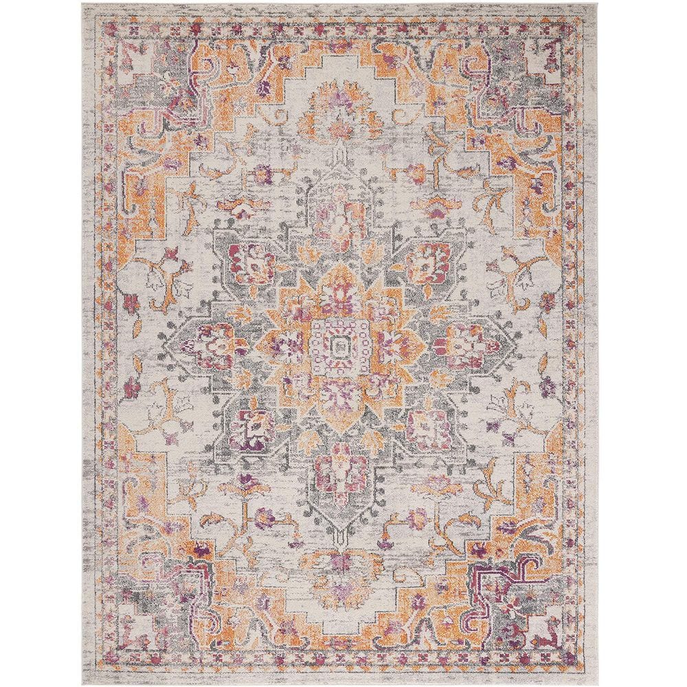 Orange Polypropylene 6 ft. x 9 ft. Oriental Indoor Area Rug