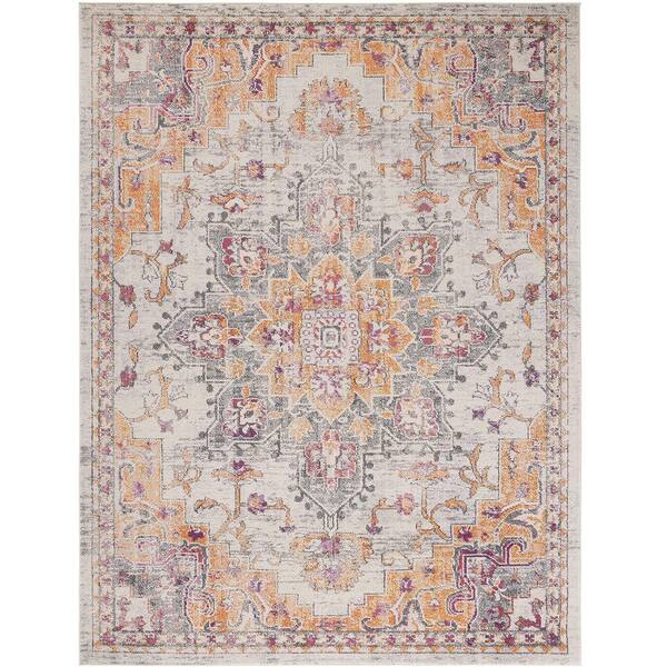 Orange Polypropylene 6 ft. x 9 ft. Oriental Indoor Area Rug