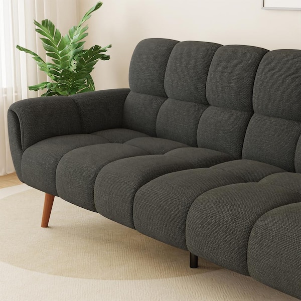 GOJANE Modern 76.7 in. Flared Arm Linen Rectangle Convertible Sofa