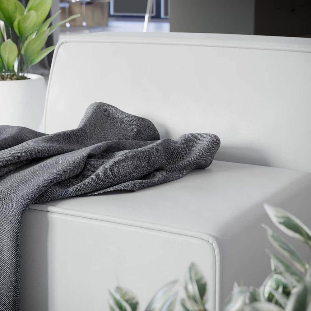 Mingle White Vegan Leather Armless Chair with Plastic Legs