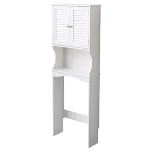 23.6 in. W x 67 in. H x 8.7 in. D White Over The Toilet Storage with Adjustable Shelf and Doors