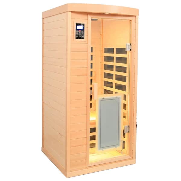 Spygo Moray 1-Person Indoor Hemlock infrared Sauna with 8 Far-Infrared Carbon Crystal Heaters and Chromotherapy