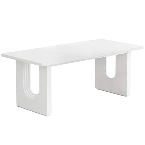 BYBLIGHT 70.9 in. Rectangular White Engineered Wood Modern Executive Desk, Large Office Computer Desk for Home Office