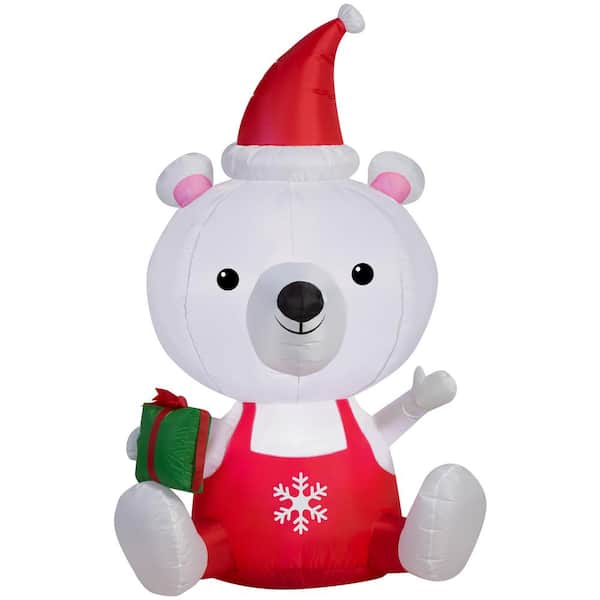 Gemmy 3 ft. W x 5 ft. H Inflatable Big Head Polar Bear, Medium