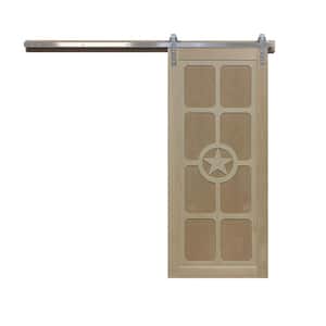 36 in. x 84 in. The Trailblazer Unfinished Wood Sliding Barn Door with Hardware Kit in Stainless Steel