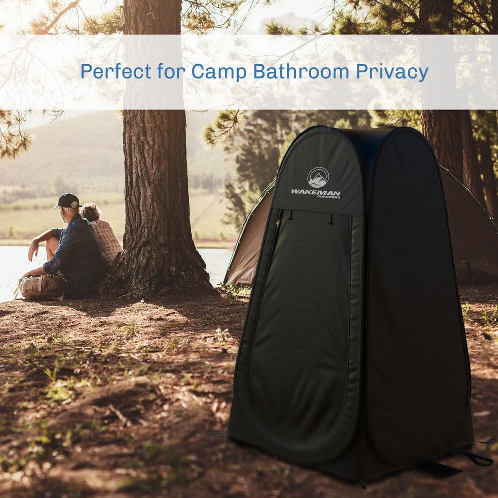 Black Portable Pop Up Privacy Tent with Zippered Door