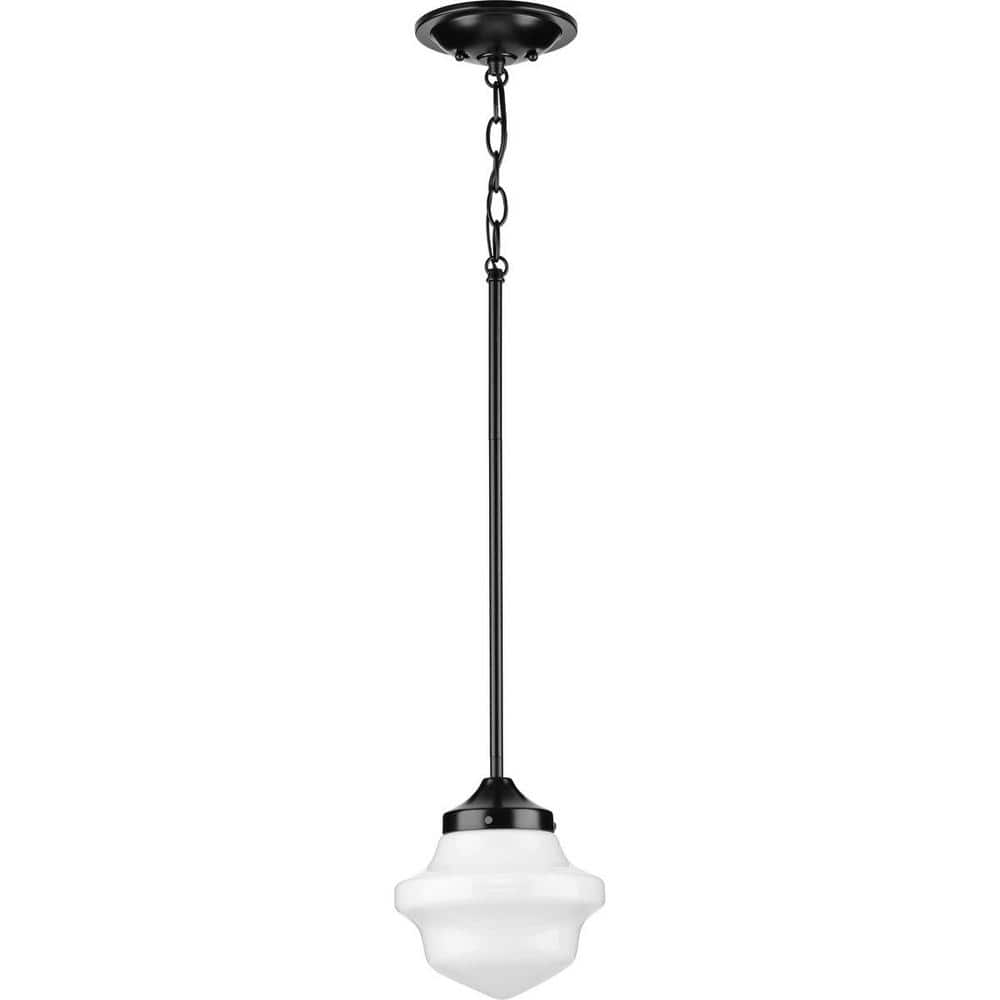 Matte Black and White Glass Farmhouse Mini Pendant Light
