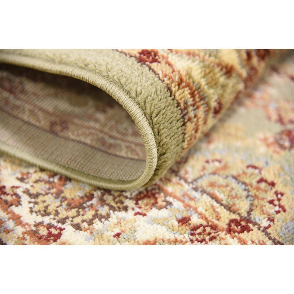 Light Green and Ivory Rectangular Synthetic Area Rug