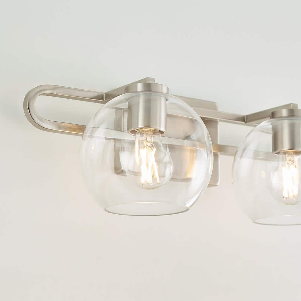 Codyn Brushed Nickel Clear Glass 2-Light Vanity Fixture