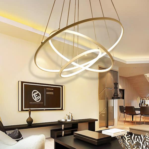 aiwen Modern 40-Watt 1-Light Gold Geometric Integrated LED Chandelier with  Irregular Ring Lights DDL-883GD - The Home Depot