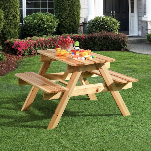 29.5 in. Natural Rectangle Wood Picnic Tables for Kids KPT-8900 - The ...