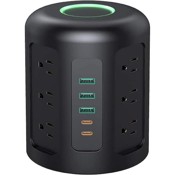 Yichuhaoxi 20W USB C Power Strip Tower with 12 AC Outlets, 1500J Surge Protectors, Charging Station 5FT with Multiple outlets