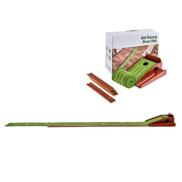 SKYSHALO Golf Putting Mat, 1 Hole Indoor Golf Putting Green, Wrinkle-Free Golf Training Aid, Mini Golf Accessory with Auto-Ball