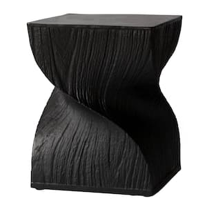 Square Side Table in Fiberstone Modern End Table Assembled Nightstand Accent Table Onyx Series in Black