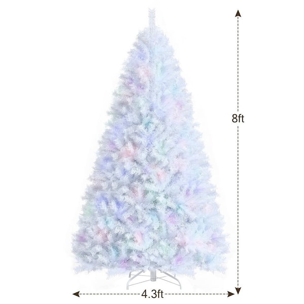 8 Feet Artificial Christmas Tree with 1636 Iridescent Branch Tips - Color: White