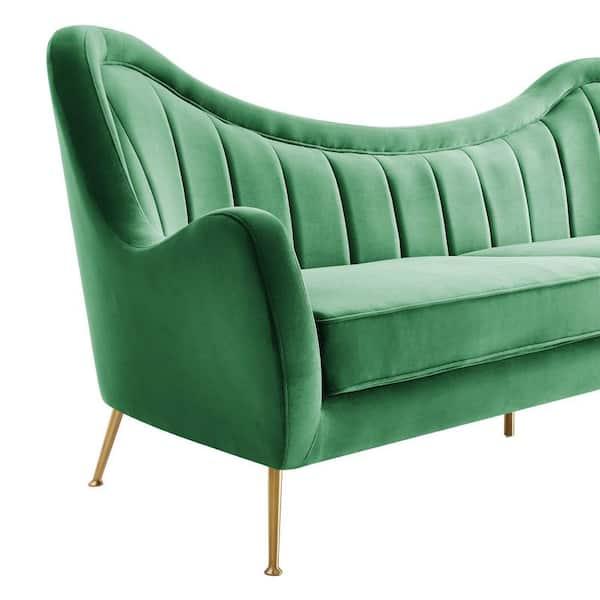 Modway Cheshire Channel Tufted Performance Velvet Sofa Emerald