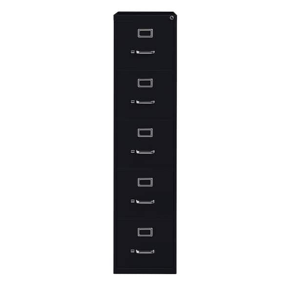 26.5 in. D 5-Drawer Black Metal Letter Width 15 in. W Vertical File Cabinet, Commercial Grade