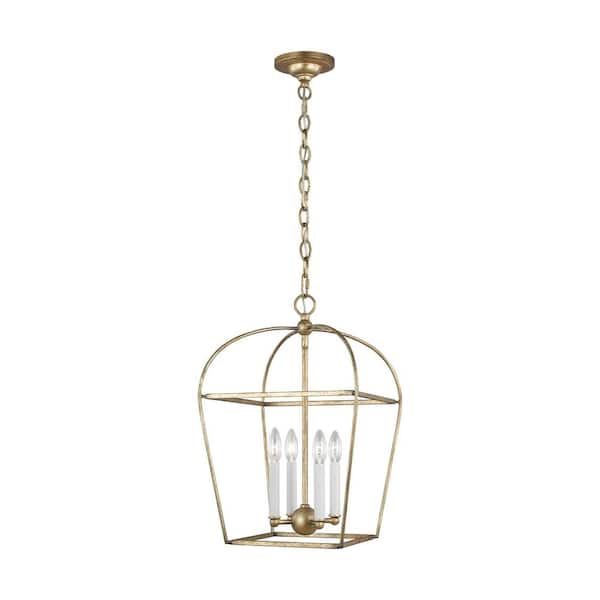 Generation Lighting Stonington 4-Light Antique Gild Small Lantern Cage Pendant