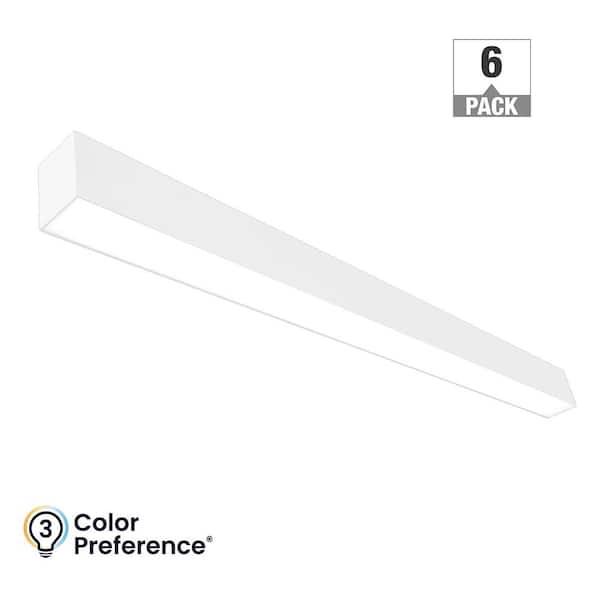 ETI LIGHTING 4 ft. 64-Watt Equivalent Integrated LED White Strip Light Fixture Architectural Linear w/Power Cord Kit 4600lm (4-Pack)