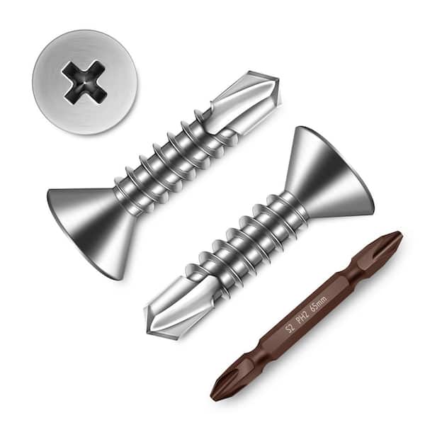 #8 x 3/4 in. Silver 410 Stainless Steel Phillips Flat Head Self Drilling Sheet Metal Screws (400-Pack)