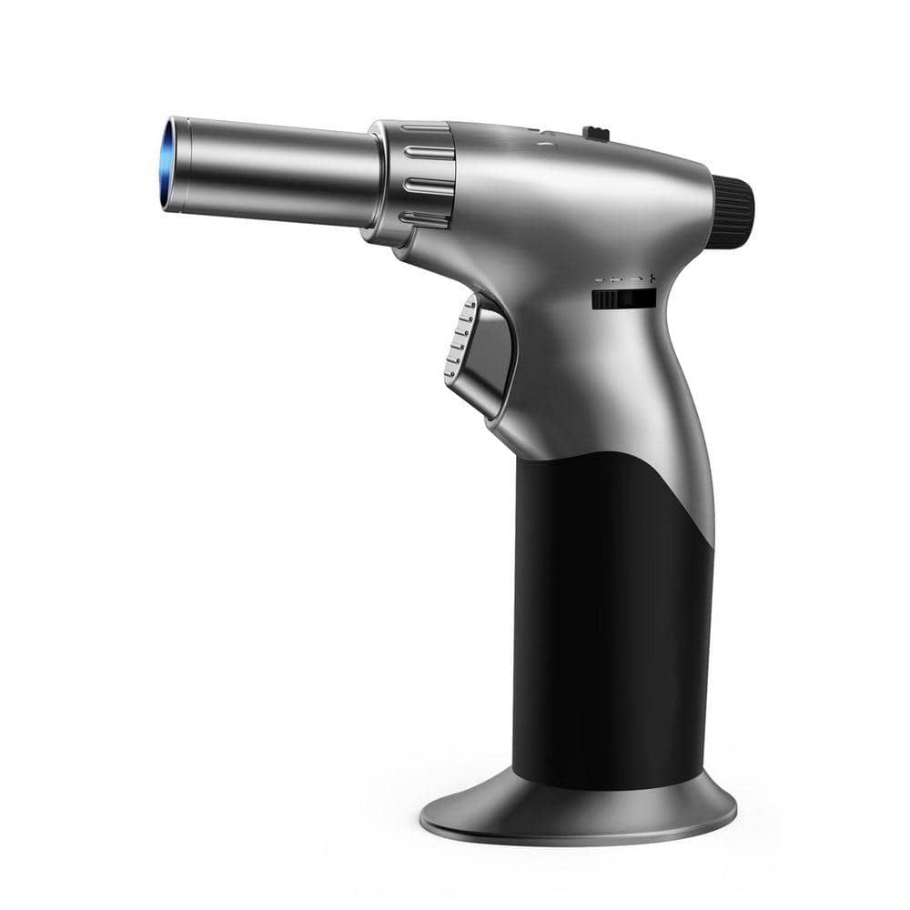Aluminum Alloy Refillable Butane Torch Lighter with Dual Adjustable Flame, Continuous Lock