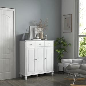 White 39.25 in. L x 15.75 in. W x 43.25 in. H Modern Style, MDF Storage Cabinet, Accent Cabinet