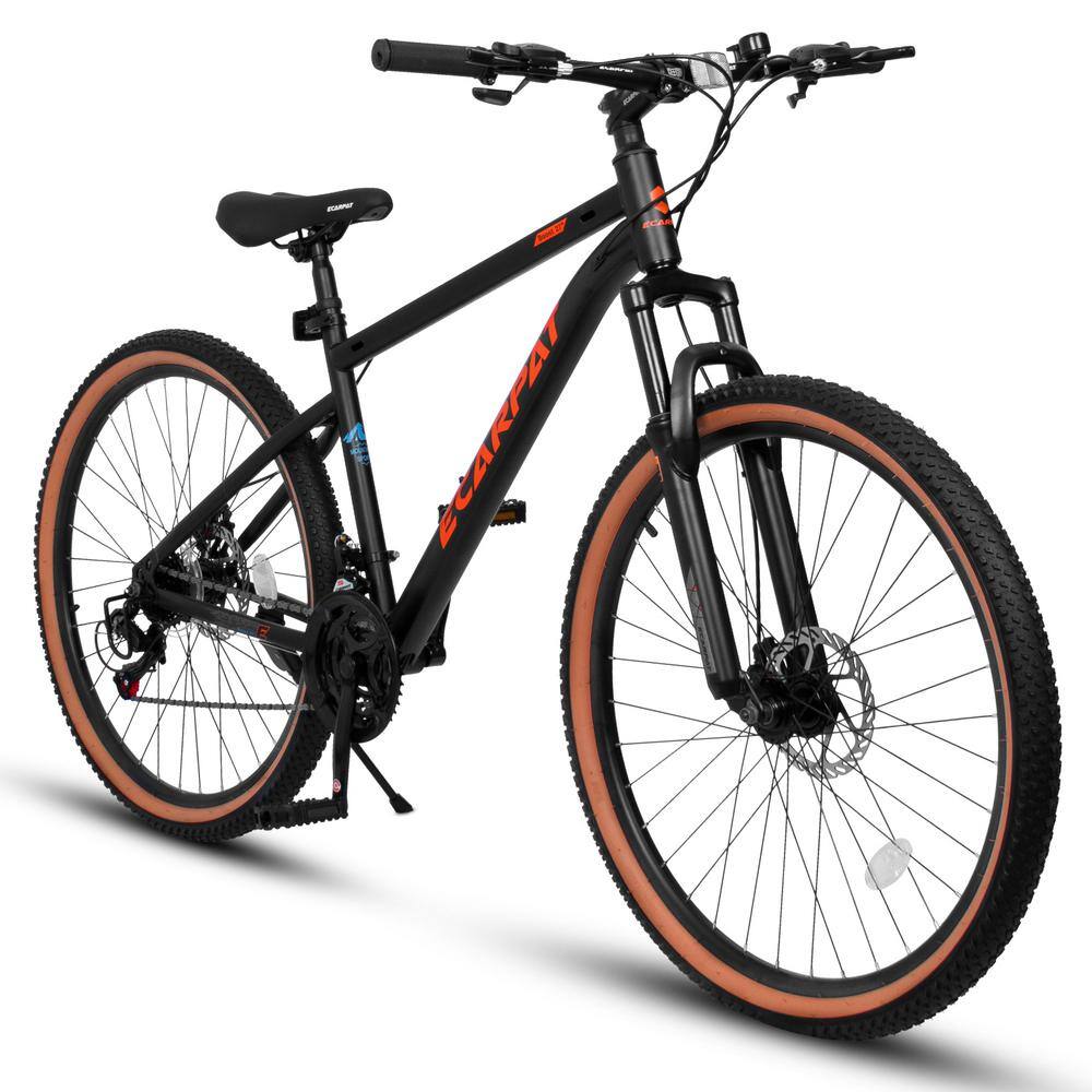 27.5 in. Wheels Mountain Bike Carbon steel Frame Disc Brakes Thumb Shifter Front fork Bicycles, Black