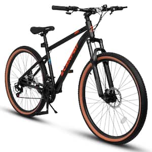 27.5 in. Wheels Mountain Bike Carbon steel Frame Disc Brakes Thumb Shifter Front fork Bicycles, Black