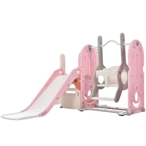 Pink 5-in-1 Toddler Climber Playset with Swing and Slide