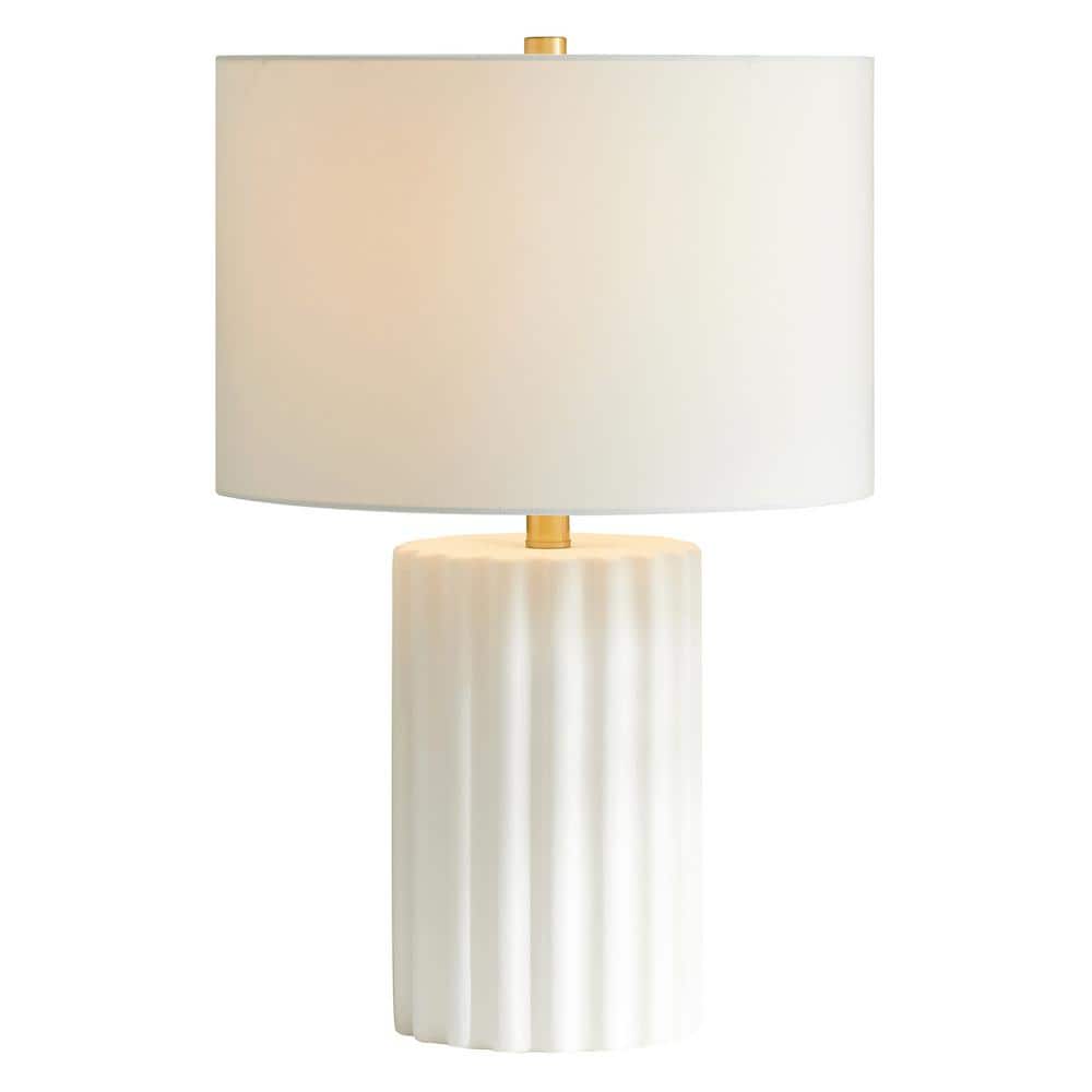 Seren 23 in. Matte White and Brass Finish Table Lamp with Fabric Shade price history on PriceWatchPro