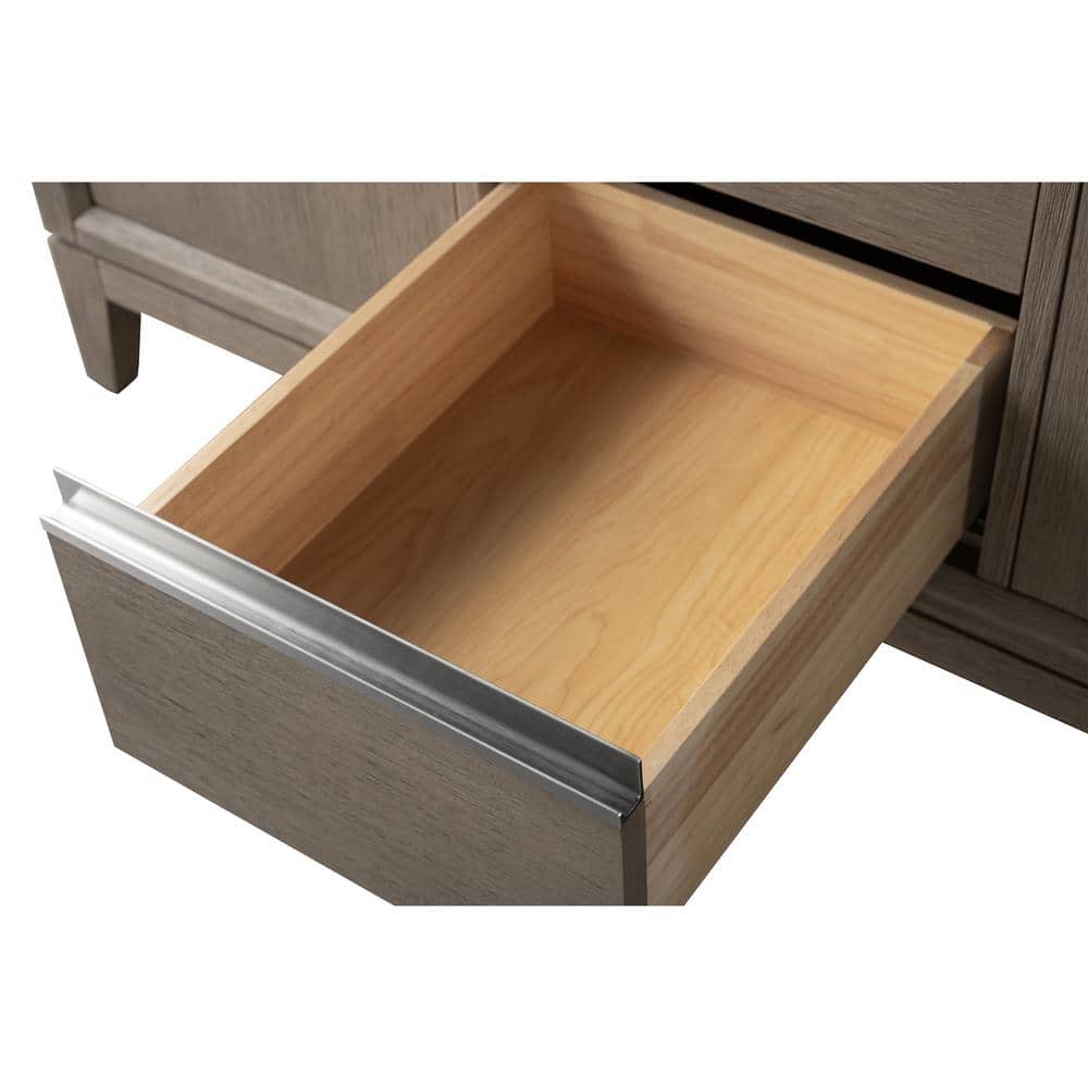 Driftwood Gray 60" Single Sink Bathroom Vanity with Engineered Marble Top