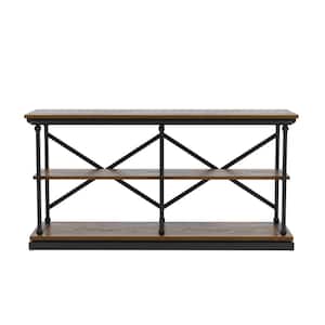 Blue River 59 in. Dark Oak and Black Rectangle Wooden Console Table