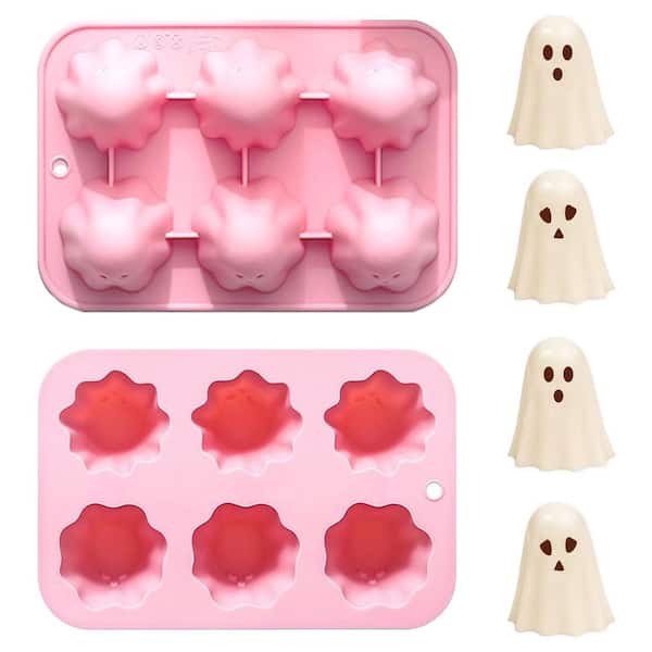 Halloween Ghost Silicone Mold 2-Piece 3D Shape Food Grade Silicone for Chocolate Candy Baking Soap Candle