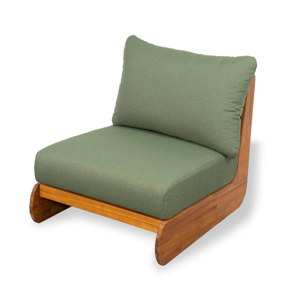 Acacia Wood Outdoor Lounge Chair with Green Cushions price history on PriceWatchPro